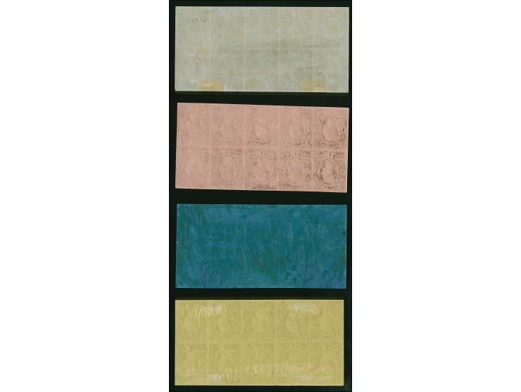 ½ Ngr. und 1 Ngr. in Type II, 2 Ngr. und 3 Ngr., jeweils im kompletten Schalterbogen mit 10 Marken, ungebraucht mit Originalg