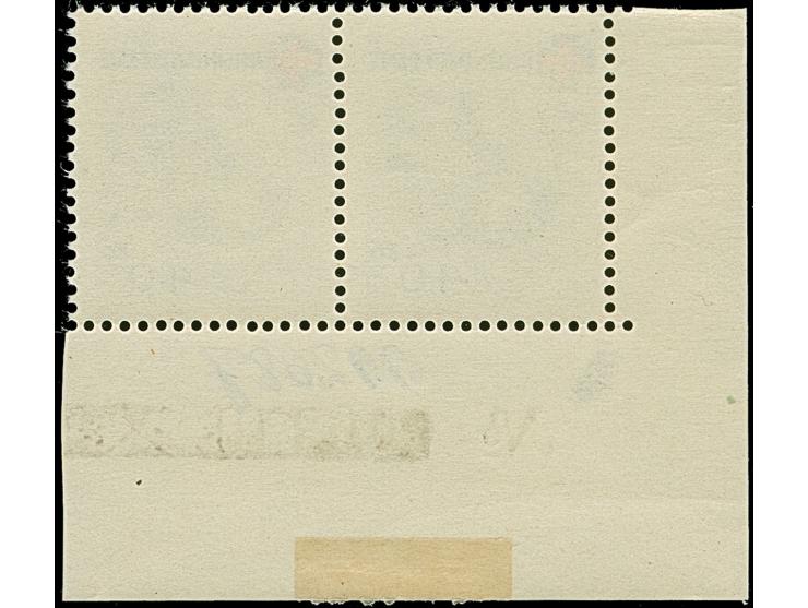 Rotes Kreuz 40 Pfg. im waagerechten Paar aus der linken unteren Bogenecke mit handschriftlich korrigierter Bogenlaufnummer "0