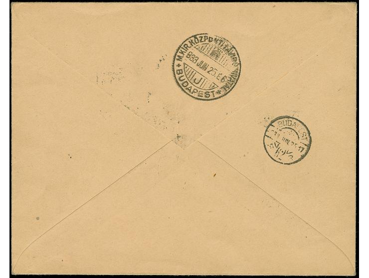 WIPA-Block (127:105 mm) mit Sstpl. "KONGRESSHAUS 23/6" auf kleinformatigem Luftpost-R-Brief mit 3 übergehenden Beförderungste