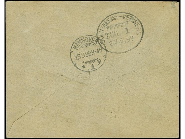 “VENETIA” violetter L1 mit handschriftlichem Datum “7/III(99)” auf kleinformatigem Brief mit Grant 5 C. mit Federkreuz-Entwer