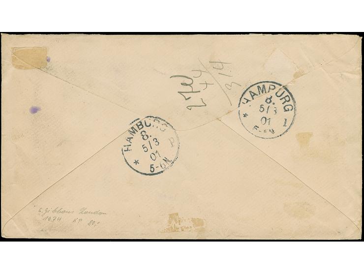 “HERCYNIA”, violetter L1 mit handschriftlichem Datum “12.2.1901” klar auf Brief mit senkrechten Paar Wappen 2 C. und zwei Ein