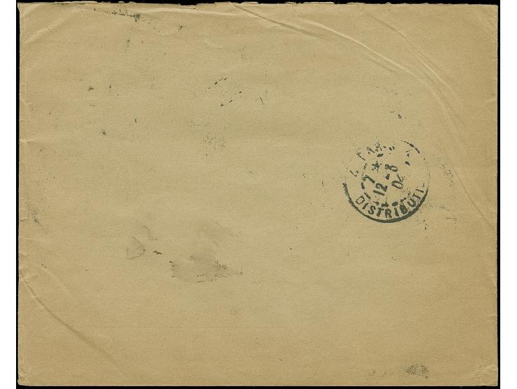 “ASCANIA” violetter L1 mit handschriftlichem Datum 16/2.04" auf Vordruckbrief mit je vier Einzelmarken 2 C. und 8 C. karmin j