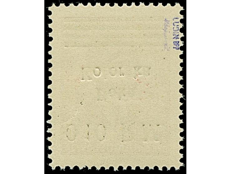 1944, Neue Währung, 0,10 M. mit kopfstehendem Aufdruck, postfrisch in einwandfreier Erhaltung. Signiert Ludin BPP und Fotoatt