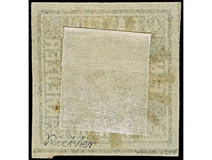 1 Kreuzer tiefschwarz, Platte 1, farbfrisch und allseits breitrandig, unten rechts mit kleinem Teil der doppelten Trennungsli