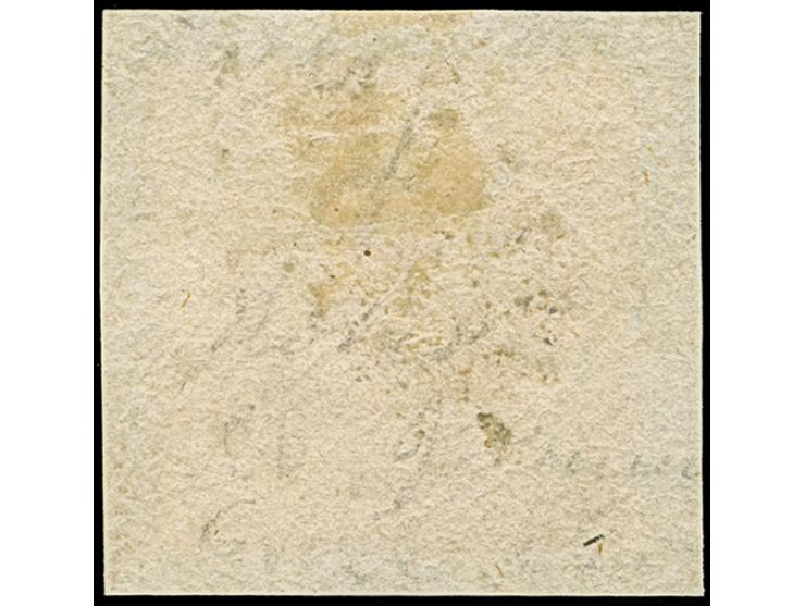 3 Kreuzer blau mit rotem Versuchsgummi von Altötting, farbfrisch und voll- bis meist breitrandig, mit glasklar aufgesetztem g