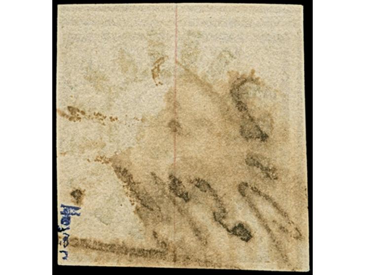 6 Kreuzer braunorange, voll- bis breitrandig, oben mit vollständiger doppelter Trennungslinie, sehr schön entwertet durch zen