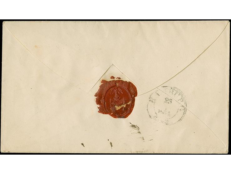 9 Kreuzer bläulichgrün, Type I, farbfrisch und allseits breitrandig, mit leicht aufgesetztem gMR “406” und nebengesetztem Bah