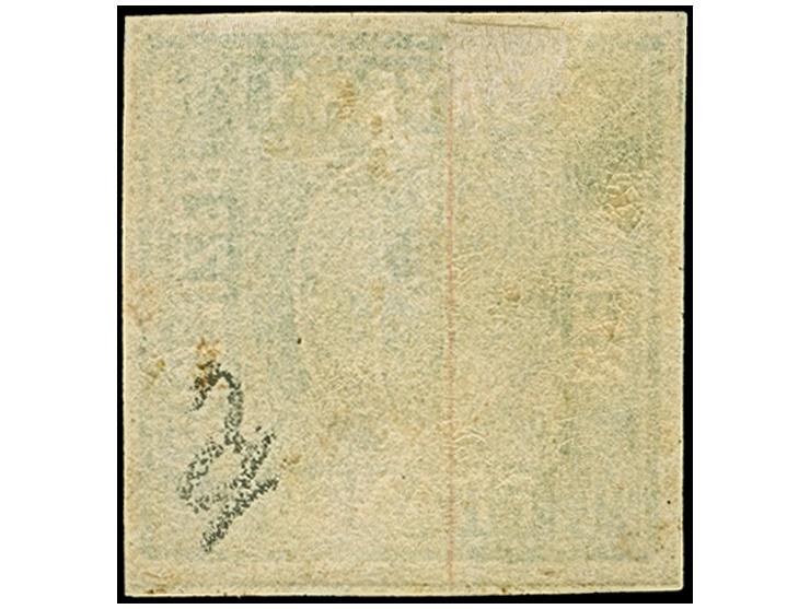 9 Kreuzer bläulichgrün in Type III, sehr schön farbfrisch und allseits voll- bis breitrandig, ungebraucht mit verlaufenem Res