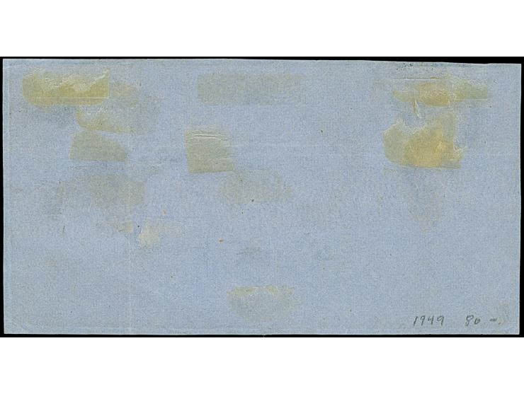 1852/58, Ziffernausgabe auf farbigem Papier, ¼ Silbergroschen schwarz auf dunkelbraunorange im waagerechten 8er-Block, farbfr