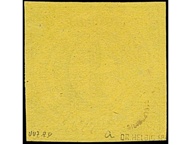 9 Kreuzer auf gelb, Type I, farbfrisch und allseits überrandig, mit Teilen aller 8 Nachbarmarken (sogenannter 'Kleiner 9er-Bl