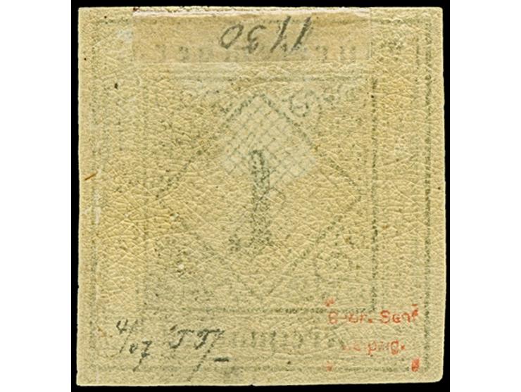 1 Kreuzer auf sämisch, Type III, farbfrisch und allseits gleichmäßig breitrandig, ungebraucht mit frischem Originalgummi. Ein