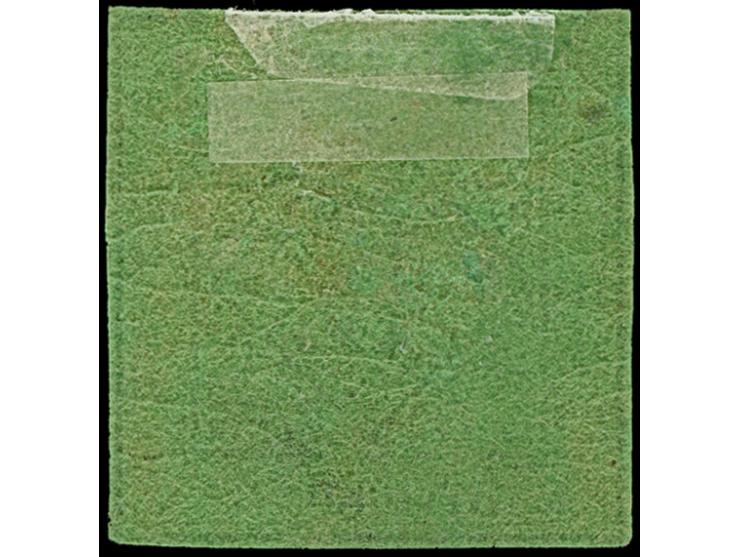 6 Kreuzer auf grünem Seidenpapier, schöne tiefe, frische Farbe und allseits vollrandig, ungebraucht mit Originalgummi. Äußers