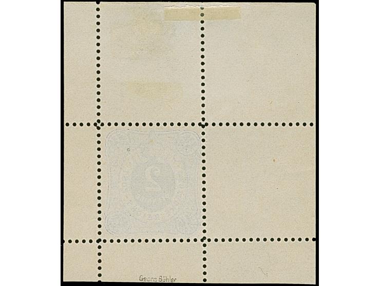 1875, 2 Pfge., Essay im Ziffermuster mit Wertschildoval und in den Ecken mit Reichsadler in Violett auf weißem Papier ohne Gu