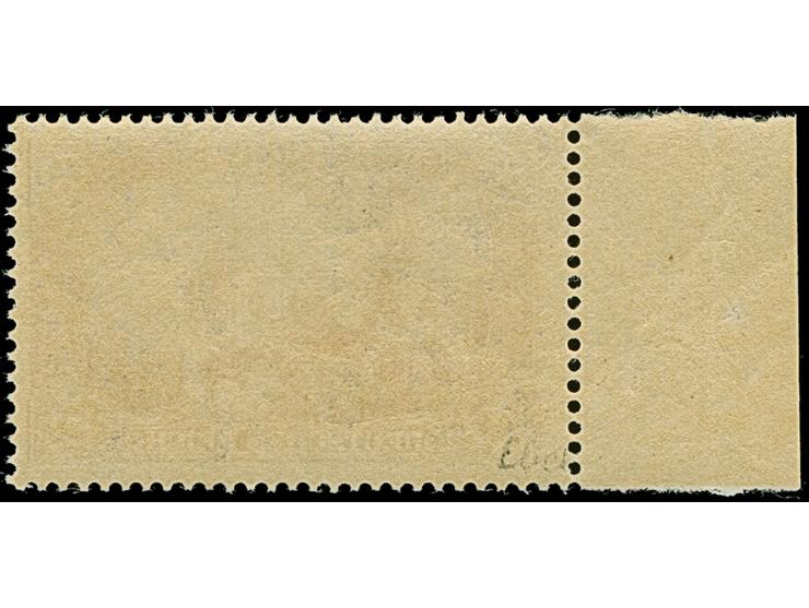 gezähnt 26:17: 3 M. schwarzviolett, Randstück, postfrisch, farbfrisch und in tadelloser Erhaltung. Mit Altsignatur Ebel und F