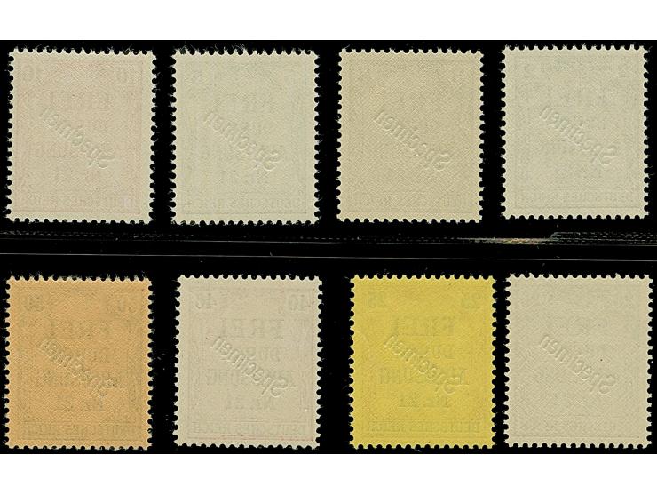 1903/05, Zähldienstmarken 2-50 Pfg. je mit Aufdruck “Specimen” kpl., postfrisch, in tadelloser Erhaltung, unsigniert mit Foto