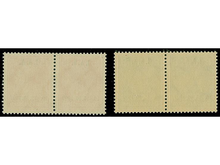 1927, I.A.A. 8 und 15 Pfg. je mit Aufdruck-Abart "Bindestrich zwischen 10 und 15 fehlt, jeweils im waagerechten Paar mit Norm