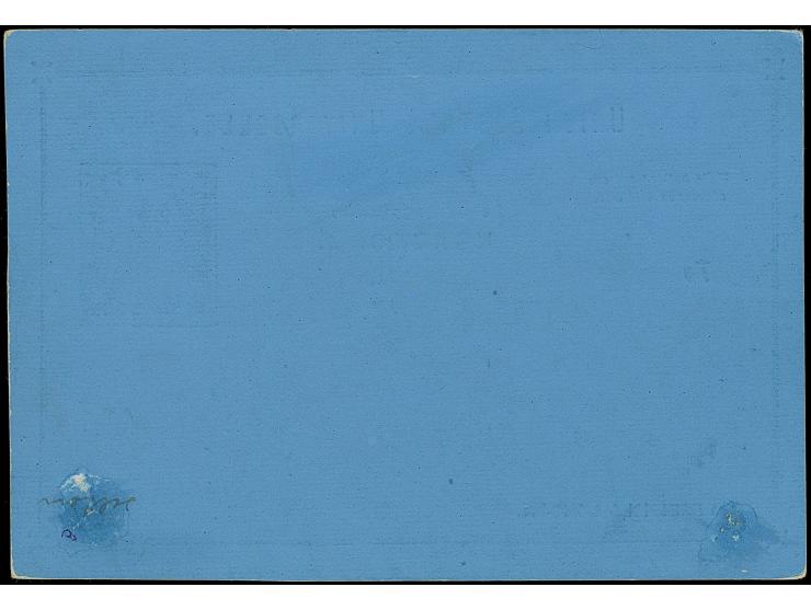 1879 5c. on 18c. lilac on black on blue U.P.U. formular postcard, very fine and fresh, a difficult card to find in nice condi