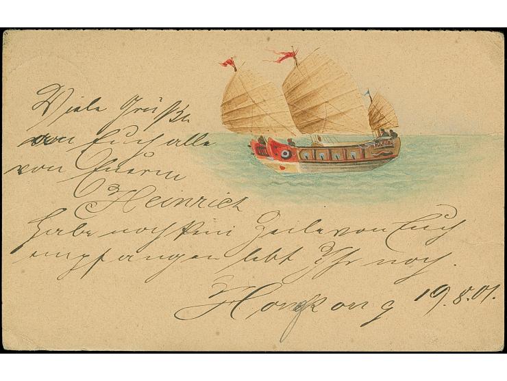 1901, &nbsp;4 c. on 3 c. postal stationery reply portion of double card with inverted black surcharge (Yang P14 var.) cancell