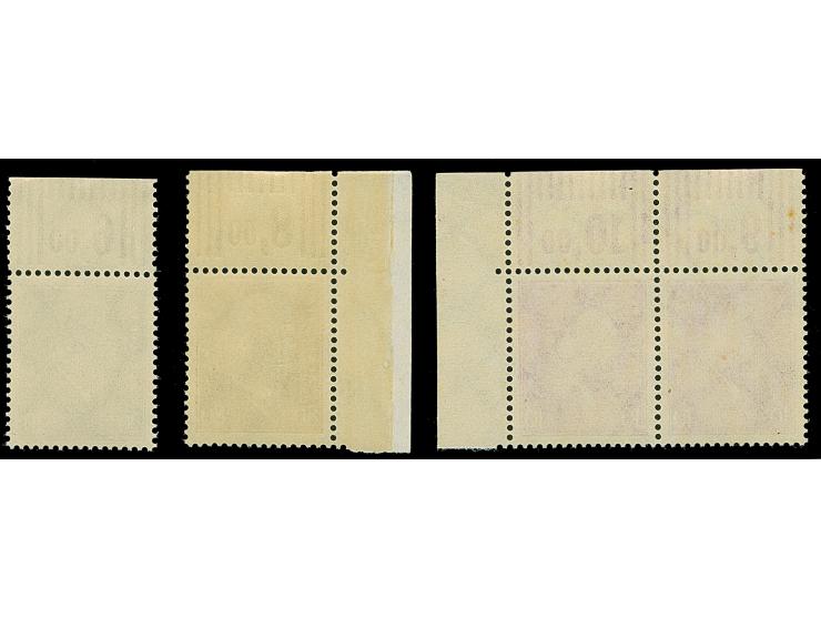 1930, Reichspräsidenten 10, 20 und 80 Pfg. mittelbraungelb jeweils mit Walzendruck-Oberrand mit der Konfiguration “3'7'3”, da
