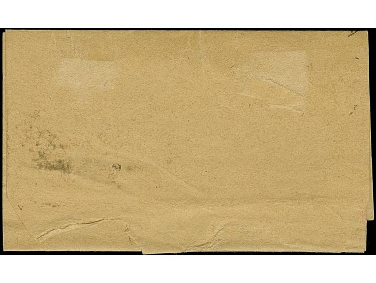 1899, Wrapper 6 ch. orange, violet arabesque control handstamp, cancelled with oval "TEHERAN MAIDAN" addressed to Lancesshire