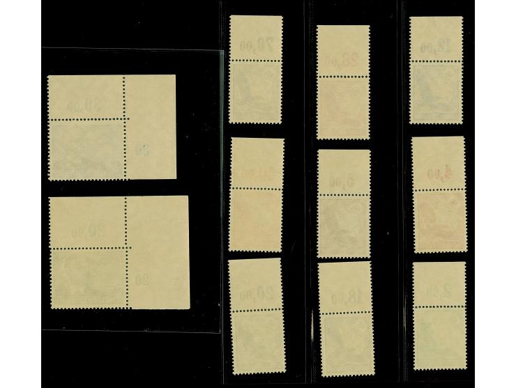 1934, Flugpost 5 Pfg.-3 M. mit liegendem Wasserzeichen komplett, bis 100 Pfg. je mit Oberrand, die beiden Höchstwerte jeweils