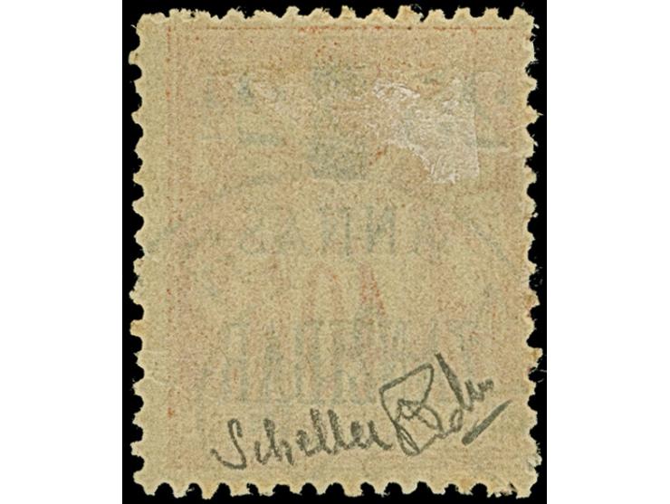 1904, Sage 25 c. on 4 a. red-orange on salmon, Type I Setting L-H-O, fresh colours, used with cds. “ZANZIBAR 22 JUIL. 04”, ve