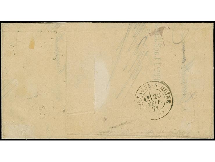 10 C. ockerbraun im waagerechten Paar, Spitzen nach unten, farbfrisch und gut gezähnt, sauber mit auf- und nebengesetztem pro