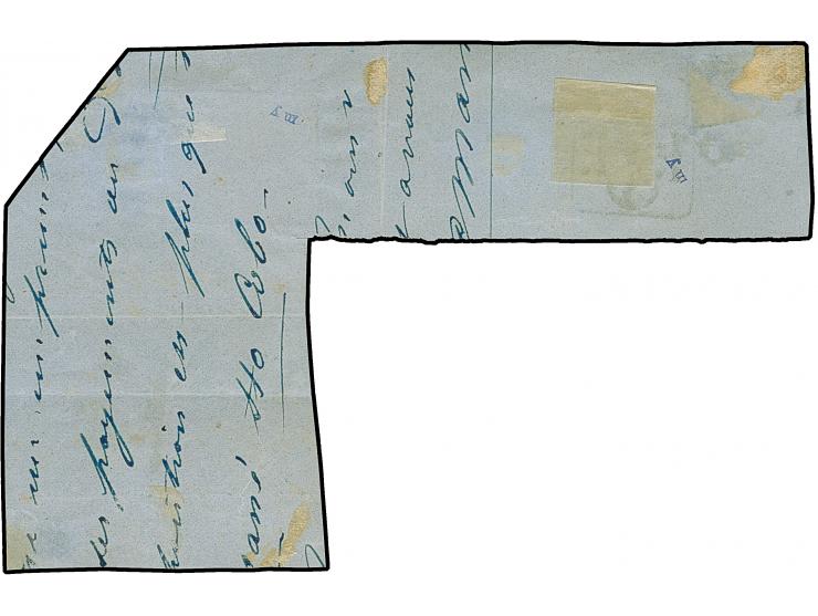 1858, Admiralty adhesive (-) in deep claret shade, imperforate with large margins on three sides and close but clear at upper