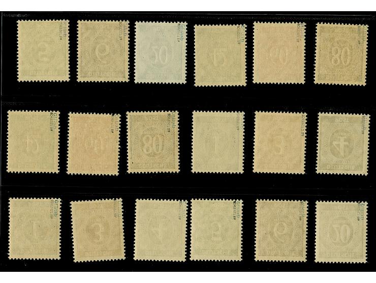 Unverausgabte Werte mit Band- und Netzaufdruck, 1-80 Pfg., postfrisch, tadellos. Signiert Schlegel BPP und Dr. Dub, 2 Fotoatt