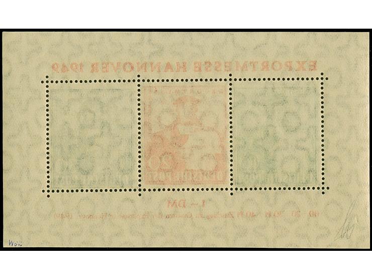 Exportmesse-Block mit 30 Pfg. in dunkelgrünlichgraublau, postfrisch, tadellos. Private Signaturen, Fotoattest H.-D. Schlegel 