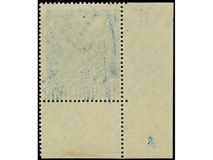 1948, Schwarzaufdruck 5 M. , linke untere Bogenecke mit Plattennummer "1" (spiegelverkehrt), postfrisch, kleine Falzspur im U