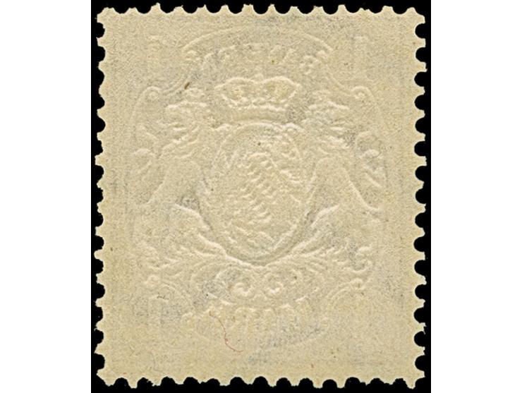 1879, Wz. 'Weite Wellenlinien', 1 M. lila, farbfrisch und bis auf einen leicht verkürzten Zahn oben links einwandfrei gezähnt