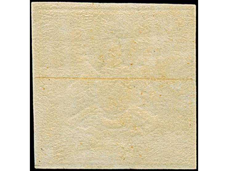 18 Kr. blau, schöne frische Farbe und gute Prägung, allseits breit-bis überrandig, oben mit Teil der Nachbarmarke und rechts 