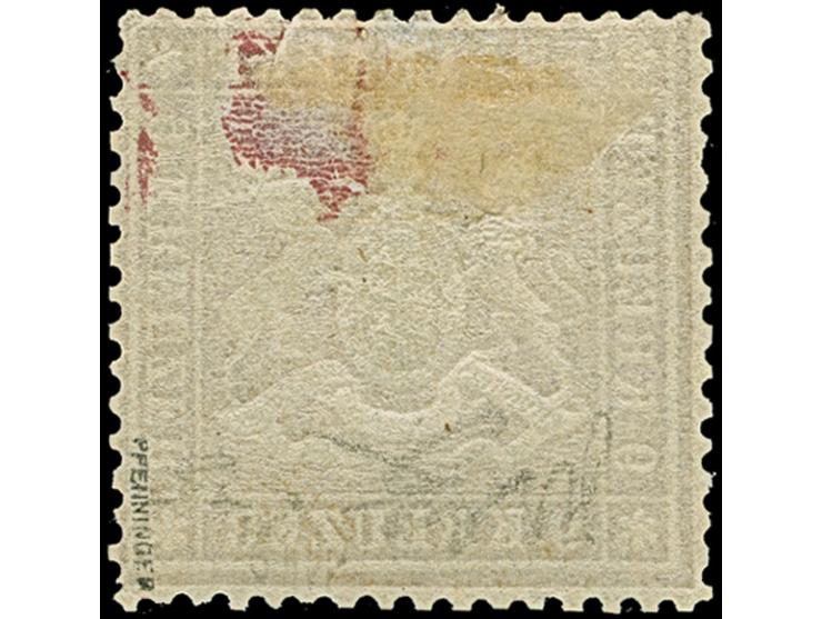 9 Kr. lilarot, schöne tiefe Farbe und gut gezähnt, schöne Wappenprägung, ungebraucht mit frischem Originalgummi, kleinen Anha