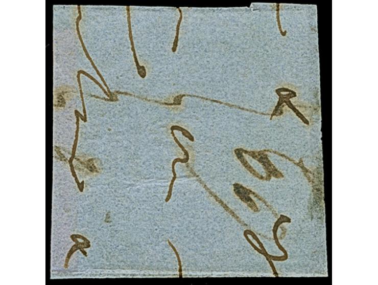 1 Kr. auf mattbläulichgrün, allseits überrandig mit Teilen aller 8 Nachbarmarken (sogenannter 'Kleiner 9er-Block'), mit Nr. "