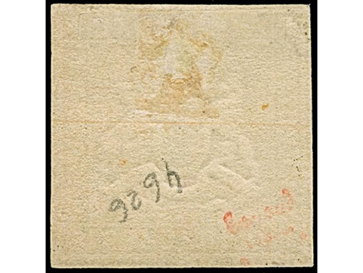 9 Kr. sattkarmin, schöne tiefe Farbe und für diese Ausgabe sehr gut geschnitten, ungebraucht mit  originaler Gummierung. Tade