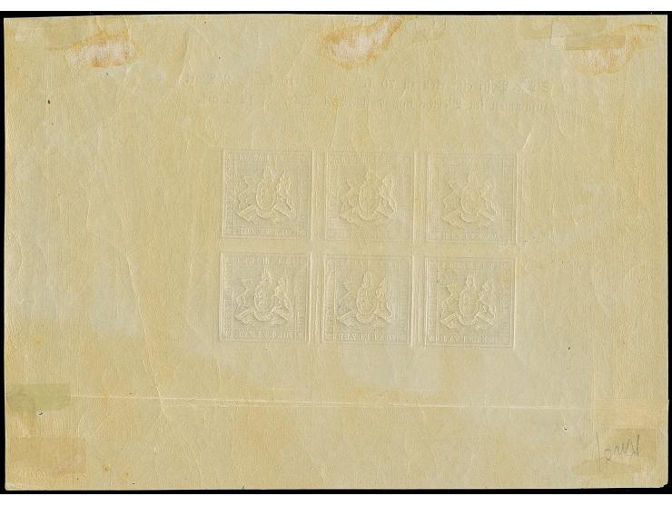 70 Kr. rotlila, vollständiger Originalbogen von 6 Marken mit allseits breiten Rändern (120:168 mm), ungebraucht mit Originalg