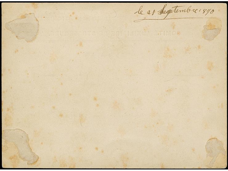 FRANCO-PRUSSIAN WAR: “COMITÉ AUXILIAIRE DE STRASBOURG” Private formula card addressed to Eckbolsheim with large red ornamente