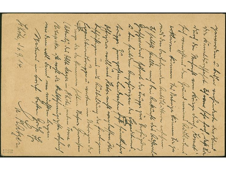 Kriegspost: 1914, amtlich verausgabte Feldpostkarte “FELD- nur für die Wehrabteilung und für die Expeditionstruppe” und viole