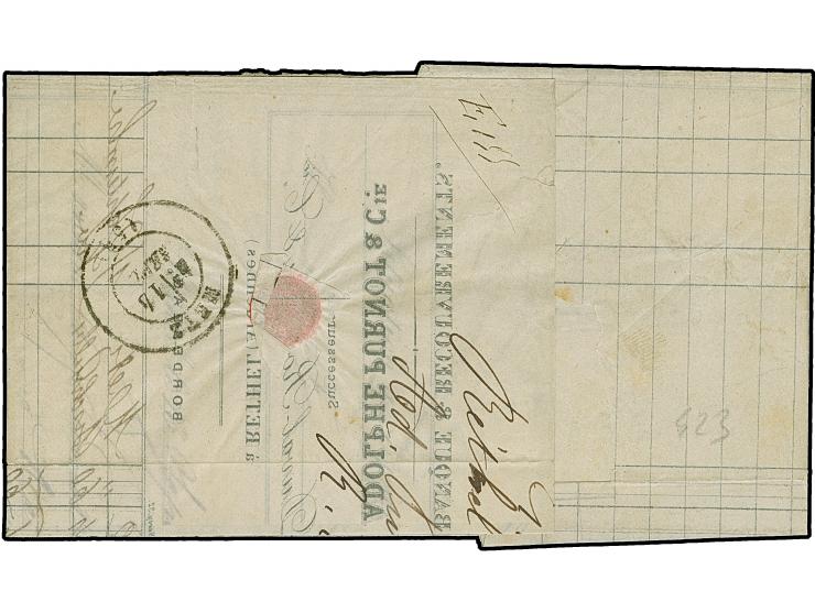 “20” Taxstempel (Spalink-Nr. DTax 6), kompletter Faltbrief von “RETHEL 13 SEPT. 71”, frankiert mit Napoléon lauré 1 C. olivgr
