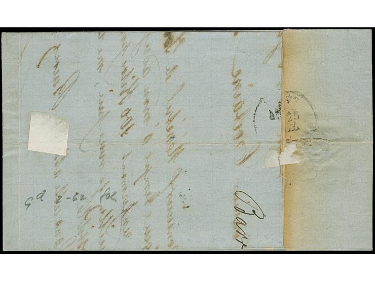 10 C. ockerbraun im waagerechten Paar, Spitzen nach oben, farbfrisch, sauber entwertet durch handschriftliche Entwertung “BAR