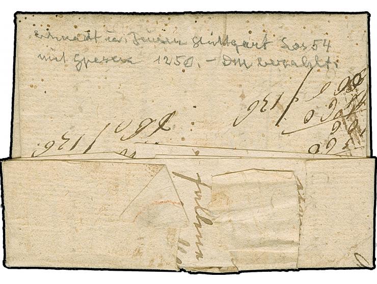 1798,"VON LOERRACH", L1 sauber auf komplettem kleinen Faltbrief nach Rosswag bei Vaihingen an der Enz. Ein schöner Beleg des 