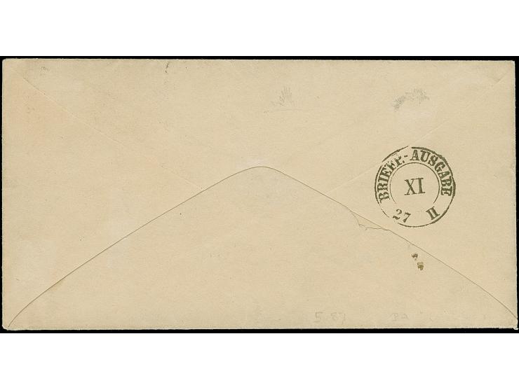 “K. PR. FELD-OBER-POST AMT 24 2 *”, sauber auf- sowie nebengesetztem auf 5 C. grün und 10 C. ockerbraun auf Briefkuvert nach 