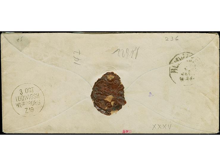 5 C. grün, Spitzen nach unten, sowie 10 C. ockerbraun, Spitzen nach oben, sauber entwertet durch EKr. “RODEMARCHEN 2 10 71” a