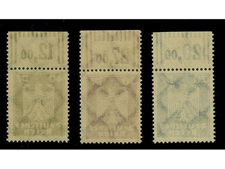 1924, Reichsadler 20-40 Pfg. jeweils mit Walzendruck-Oberrand mit der Konfiguaration “2'9'2”, postfrisch, in tadelloser Erhal