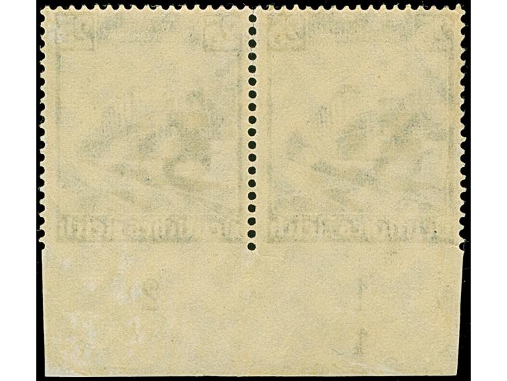 1935, Eisenbahn 25 Pfg. unten ungezähnt im waagerechten Unterrandpaar mit Formnummer “1”, ungebraucht mit Gummifehlern. Das P