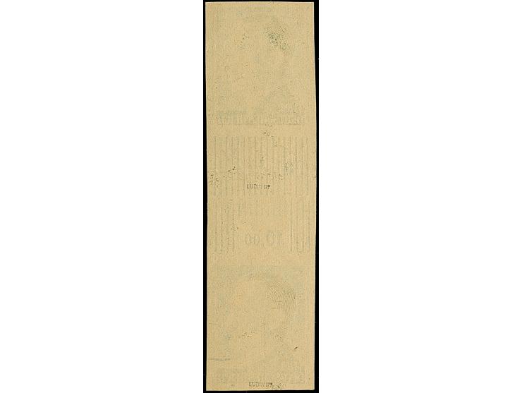 1942, Hitler 1 M. Probedruck ungezähnt in Schwarzgrün im senkrechten Zwischenstegpaar auf dünnem, gelblichem, holzartigem Pap