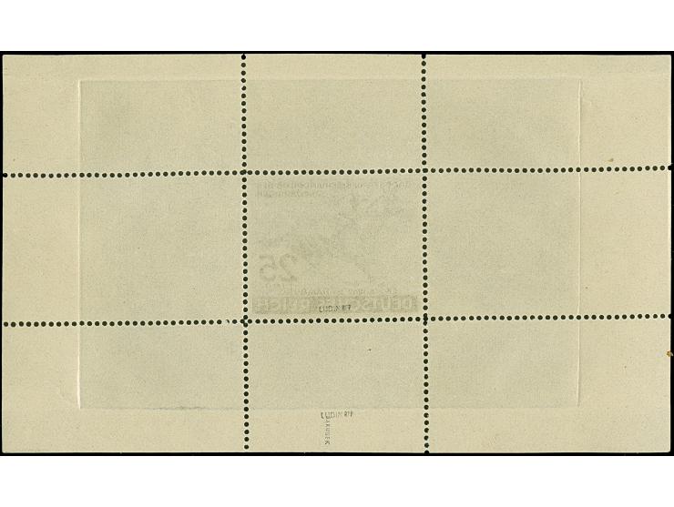 1942, Blaues Band 25 Pfg. als gezähnter Probedruck in Schwarzgrünblau mit durchgehender Linienzähnung als Einzelabzug im Bloc
