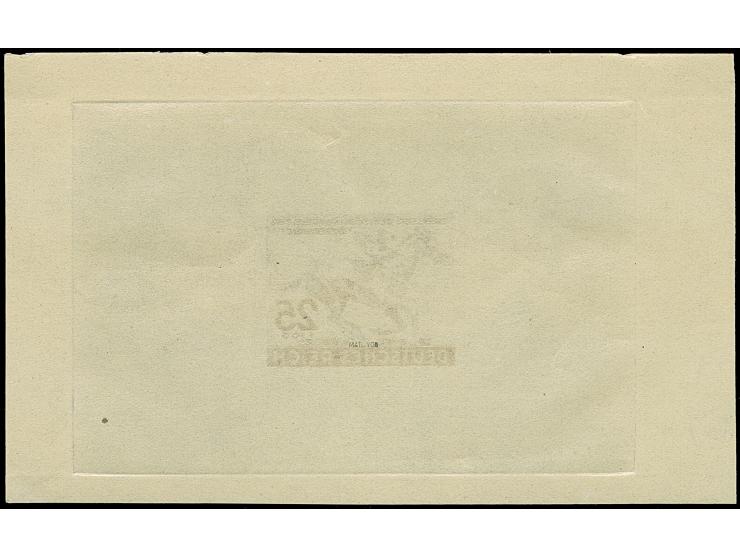 1942, Deutsches Derby 25 Pfg. als ungezähnter Probedruck in Schwarzblau als Einzelabzug im Blockformat (117 x 71 mm) mit hand