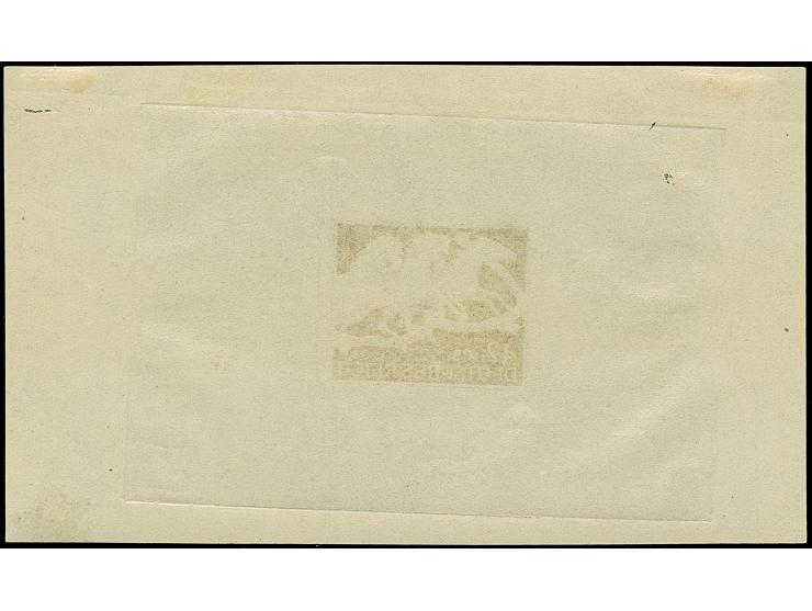 1942, Braunes Band 42 Pfg. als ungezähnter Probedruck in Dunkelgelblichbraun als Einzelabzug im Blockformat (120 x 71 mm) mit